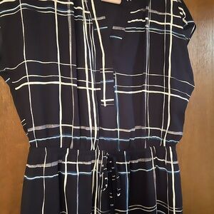 Navy and White Plaid Dress